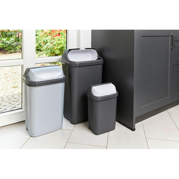 Відро для сміття Keepeer з кришкою-маятником, Swantje, сірий (світло-сріблястий, 2x25 л)