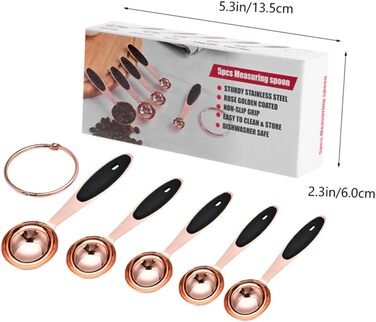 Cieeo Measuring Spoon Set in Rose Gold Kitchen/Baking Utensils Stainless Steel Spoons for Dry and Liquid Ingredients, Home Use, Spoons with Engraved Handle, Stackable Storage
