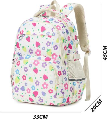 Шкільний рюкзак для дівчаток-підлітків у вінтажному стилі. Набір: рюкзак, ланч-бокс, пенал. Квітковий дизайн, відділення для ноутбука. Ідеально для школи, подорожей. Колір: Полуниця, Слонкост.