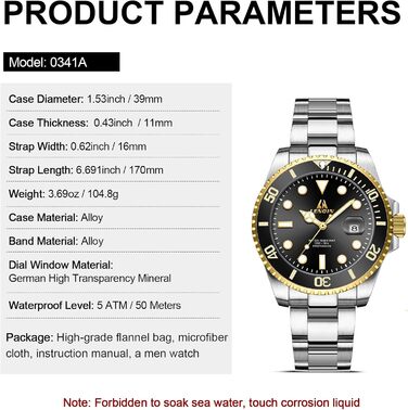 Годинник чоловічий LENQIN з нержавіючої сталі, водонепроникний, аналоговий кварцовий годинник з датою, світловий, модний, повсякденний годинник для чоловіків (сріблястий, золотий, чорний)