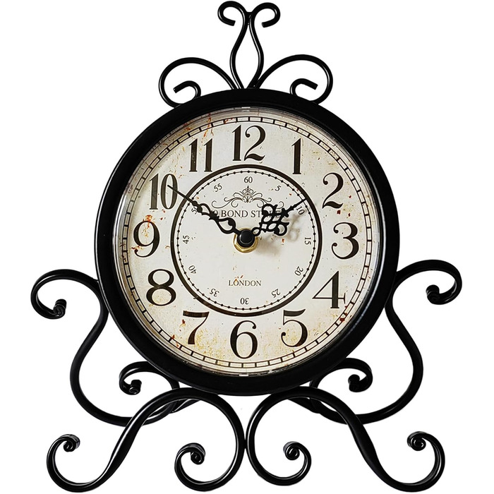 HZDHCLH Retro Silent Roman Table Clock for Living Room Bedroom Office Art Desk Clock (Pure Black)
