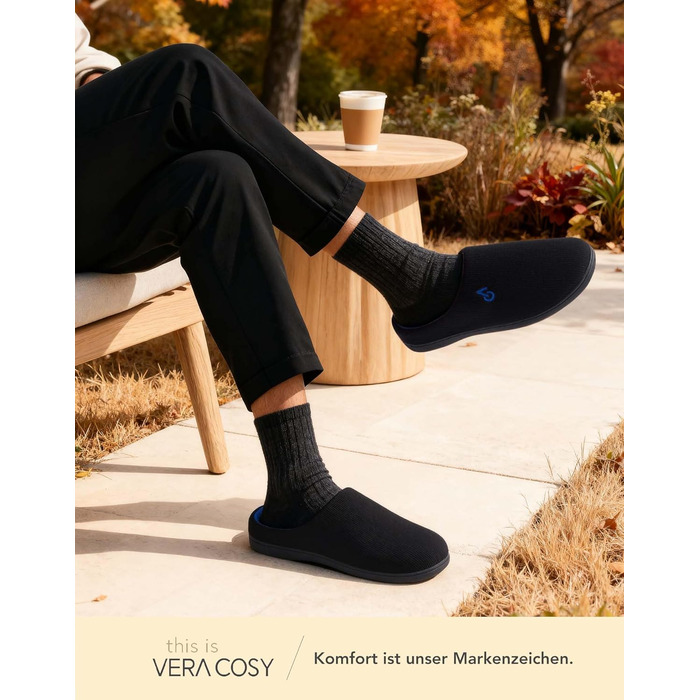 Чоловічі халапи VeraCosy з двома кольорами, устілка з memory foam, розмір 40/41 EU, чорний сапфіровий