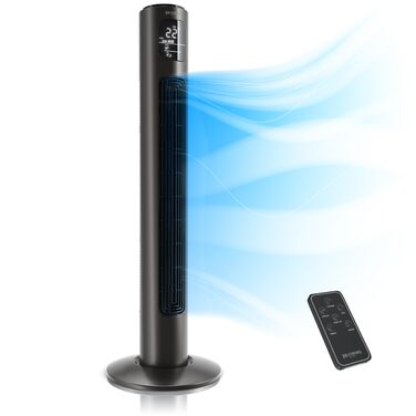 Вентилятор Tower Brandson з пультом дистанційного керування, 96 см, 3 швидкості, графітовий (Aschgrau) - нагорода 2026