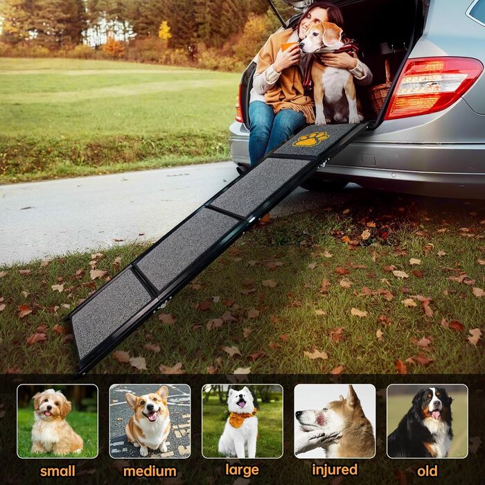 Східці для собак до авто Hunderampe 160 см, складані, для великих собак, з антиковзким килимком, SUV, ручне переношення