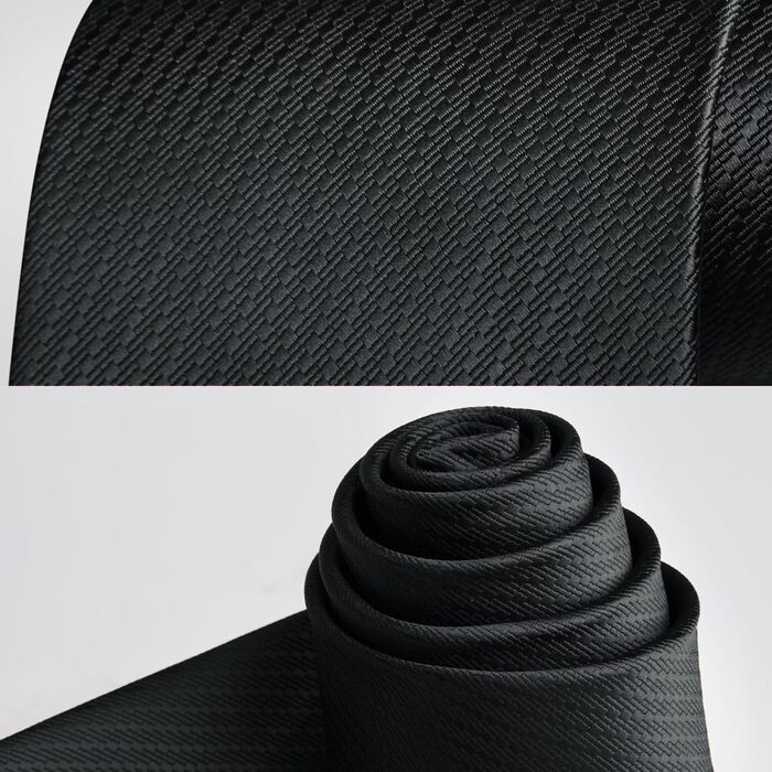 Чоловіча краватка Enlision для весілля, однотонна краватка з кишеньковим хустинкою, формальний комплект краваток та хустинки (чорний)