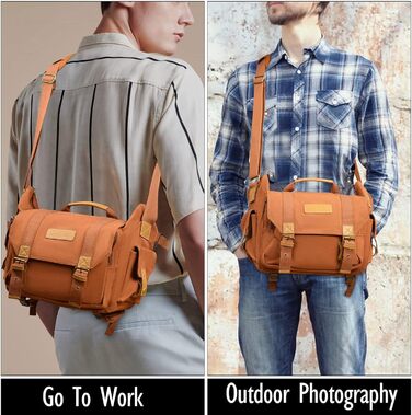 Сумка для камери CADeN з канвасу, вінтажна фотосумка на плече, для компактних DSLR/SLR камер Sony, Nikon, Canon, сумісна з об'єктивами, колір: Coffee 3.0