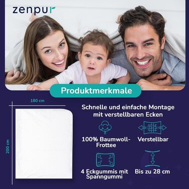 ZenPur 2-Pack Mattress Protector 180x200 cm | Made in EU | Oeko-Tex Standard 100 | Cotton | Waterproof & Durable | Protection and Comfort in One