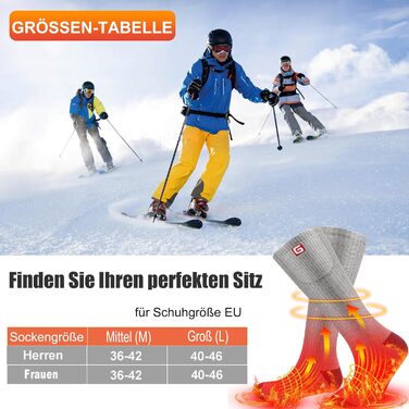 Гріючі шкарпетки Svpro для чоловіків та жінок, акумуляторні, з підігрівом, теплі зимові шкарпетки, батарейні, для кемпінгу, полювання (M, сірий)