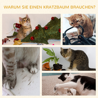 PawHut Драбина для котів, кігтеточка з сизалю та плюшу, 3 рівні, 37,5x37,5x70 см – ідеально підходить для любителів котів