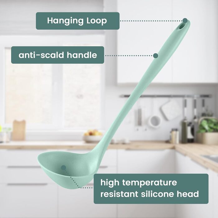 Набір кухонних аксесуарів TAVADA (51 шт.), силіконовий набір кухонного начиння, антипригарне кухонне приладдя, стійке до високих температур, зелений, придатний для миття в посудомийній машині