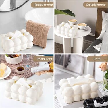 Baoblaze Tissue Box Plastic, Non-Slip Cosmetic Tissue Holder, Tissue Holder, Facial Tissues Storage Rectangular, Tissue Dispenser for Nightstand, Desk, Bathroom, Hotel, White