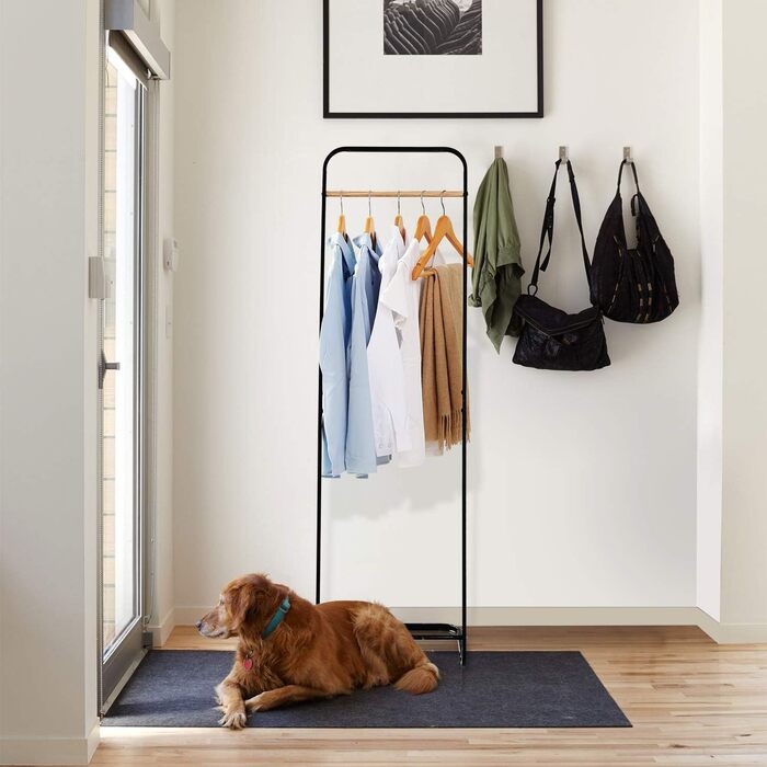 Clothes Rack, Stable Coat Rack, Slim Coat Rack, Metal Coat Rack for Bedroom, L16 x B16 x H55 Inches, Black…