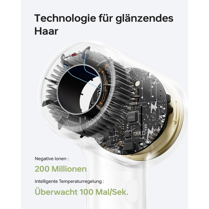 Компактний фен для волосся Laifen Mini (Sandgold) — потужний мотор 110 000 об/хв, 200 млн негативних іонів, режим для дітей, легкий дорожній фен, 299 г