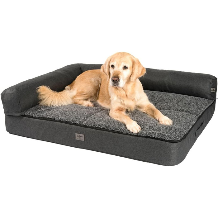 JAMAXX Преміум Софа для собак 4-в-1 - ортопедичний диван з Memory Foam, знімна подушка, товста підкладка, змінний чохол, можна прати, PDB3015 (L) 110x80x10 ECO (3XL Jumbo, антрацит)