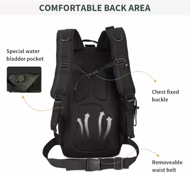 HUNTVP Military Backpack 30L Hiking Backpack 30L German Federal Armed Forces (Bundeswehr) Backpack Tactical Backpack Waterproof Daypack Molle Daypack for Men Women Sport Travel Outdoor Camping Hiking (25 L, Black)