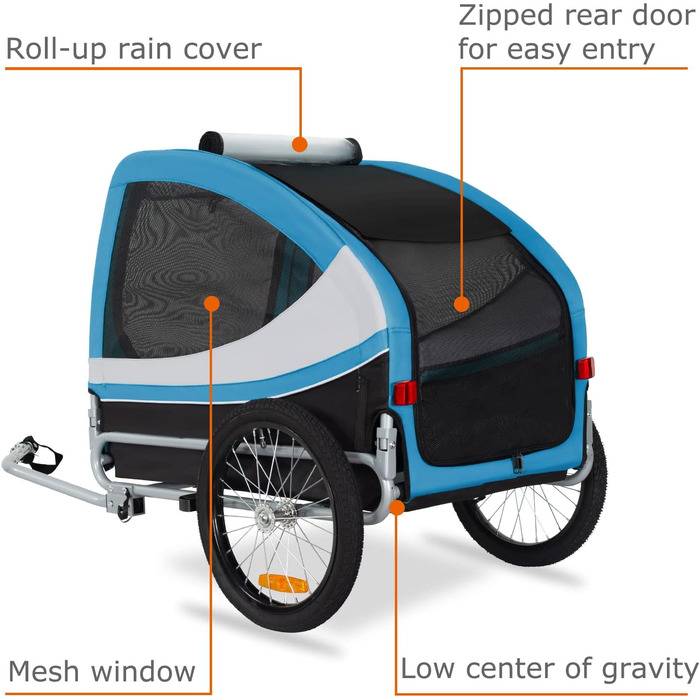 DOGGYHUT® Tobi - великий велопричіп для собак, 35 кг, блакитний