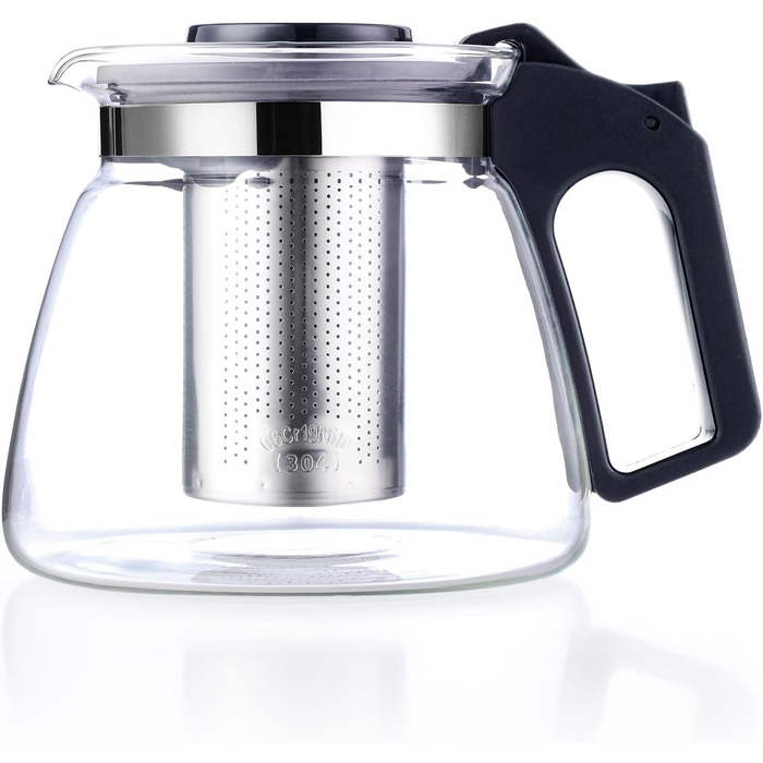 Чайник Lovegrace зі скла з ситечком – термостійкий, придатний для миття в посудомийній машині, з фільтром з нержавіючої сталі, 1500 мл