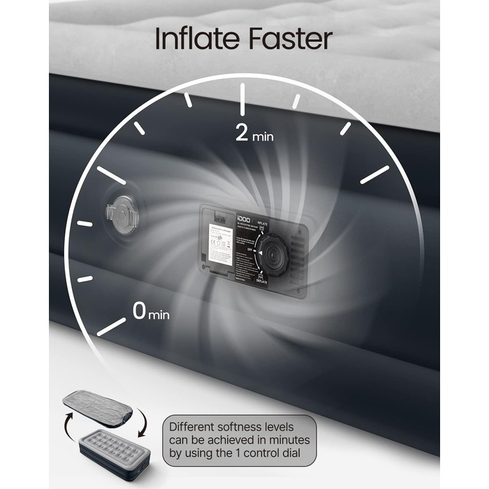 Надувний матрац iDOO з електричною помпою, самонадувний, 137x193x46 см, для дому та кемпінгу