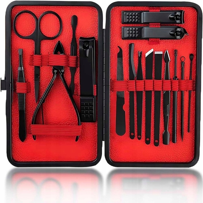 Набір інструментів для манікюру та педикюру (16 предметів), кусачки та обрізачі для нігтів