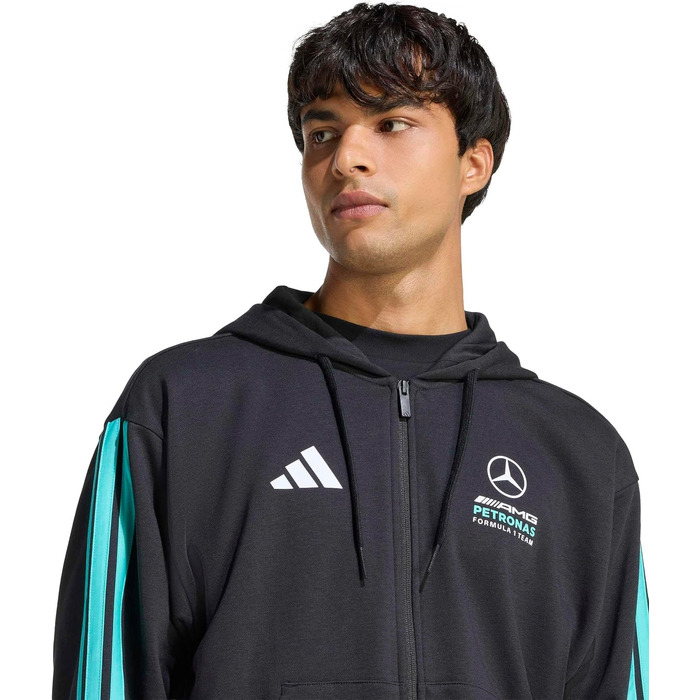 Чоловіча толстовка-худі adidas Mercedes-AMG Petronas Formula 1 Team DNA на блискавці, чорна/м'ятна, розмір L