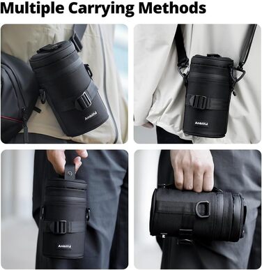 Захисний чохол для об'єктива камери AMBITFUL: водонепроникний, пилонепроникний, ударостійкий. Підходить для Sony, Nikon, Canon, Fujifilm, Tamron (до 110x225 мм)
