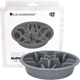 Миска Leashboss Anti Sling для собак - Лабіринт для підвищених місць годування, повільна годівниця для собак великих, середніх та малих порід (2 чашки - 19,1-20,3 см годівні отвори, сіра)