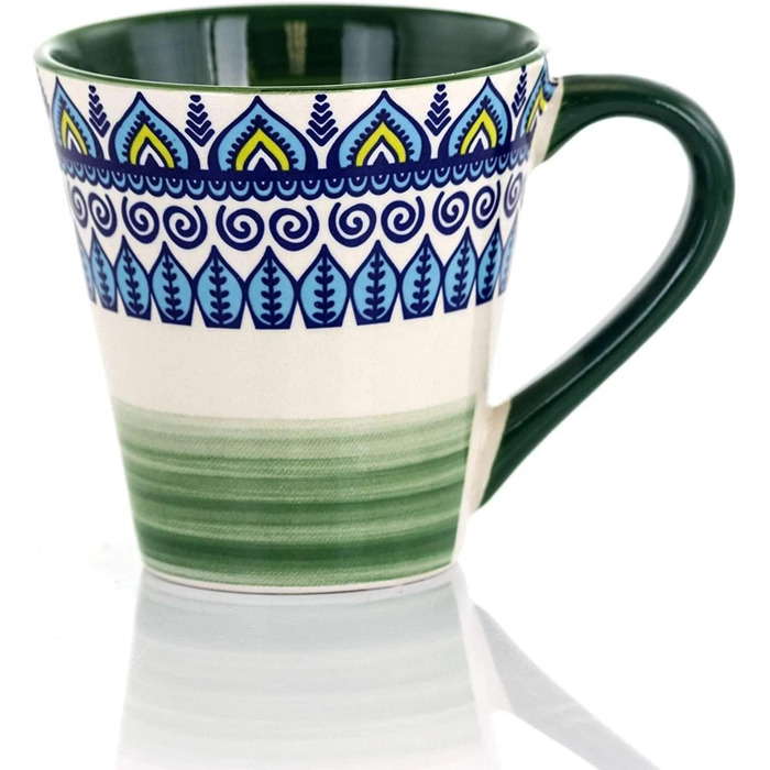 Сервіз Elama Tafelservice з кераміки, керамічний, з малюнком Мандала, багатокольоровий, круглий, зелений, 16 предметів, блакитний