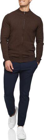 Кардиган чоловічий Indicode з трикотажу з бавовни (80%), з високим коміром, колір: темно-коричневий мікс