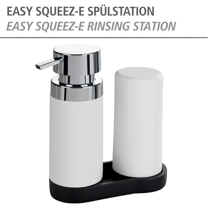 WENKO Easy Squeez-e станція для миття посуду, біла, дозатор для мила і миючого засобу, 0.25 л
