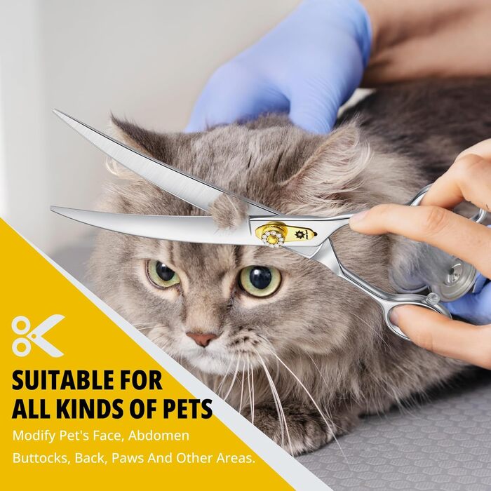 Професійна вигнута ножиця для грумінгу собак Dream Reach 8 дюймів, 440C нержавіюча сталь, ергономічна ручка, для собак та котів