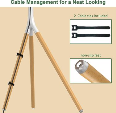 Підставка для телевізора на штативі для екранів 114.3–165.1 см (45–65 дюймів) LED, LCD, OLED, Flachbildschirm, регульована висота, поворотна на 180°, з органайзером кабелів, для вітальні, студії (білий)