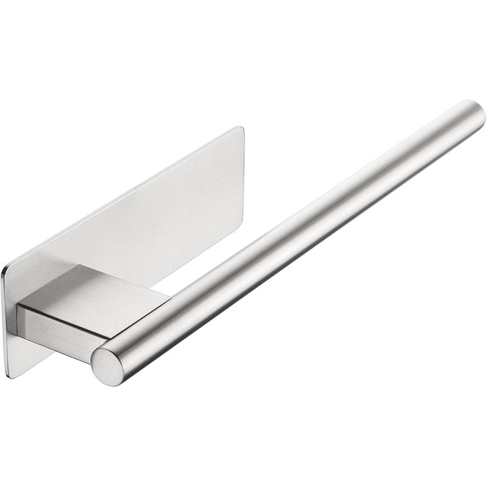 Тримач для рушників без свердління, на клейкій основі, 28 см, нержавіюча сталь, срібляний, односторонній