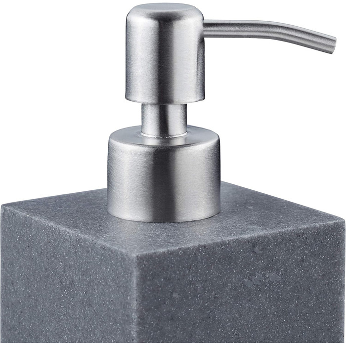 Дозатор для мила Relaxdays 300 мл, наповнюваний, для ванної/кухні, білий (сірий), полірезин, нержавіюча сталь