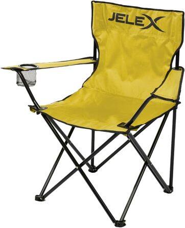 Крісло для кемпінгу JELEX Expedition з підлокотниками та тримачем для напоїв, жовте