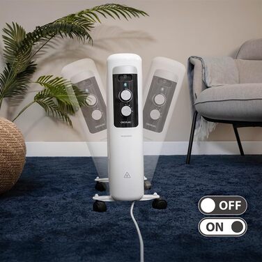 Електричний масляний радіатор Cecotec ReadyWarm 750 Space White – 1500 Вт, 3 режими, для кімнат до 15 м²