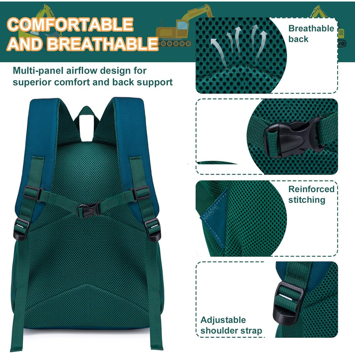 Дитячий рюкзак LOIDOU для хлопчика, 38 см, 3-8 років, блакитний (для школи, садочка)
