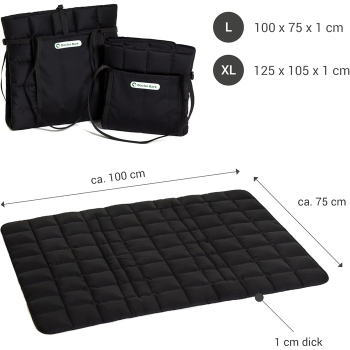 Сумка для подорожей з собакою Doctor Bark, зручна ковдра, підходить для алергіків, прання при 95°C, розміри (Large, Чорний)
