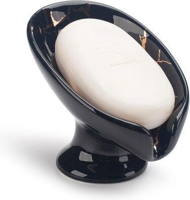 Керамічна мильниця з піддоном для води, білий/чорний, для ванної, душу, кухні