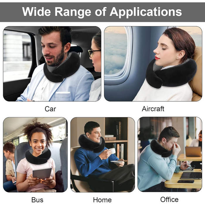 Подушка для шиї у подорожах: бамбукова, з маскою для очей, Memory Foam, для авто, поїздів, літака та офісу
