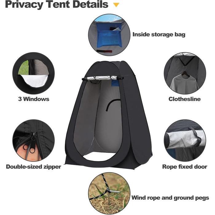 CLIPOP Portable Pop-Up Privacy Tent - Shower, Changing Room for Beach, Camping, Fishing, Hiking - Waterproof, UV Protection, with Carry Bag