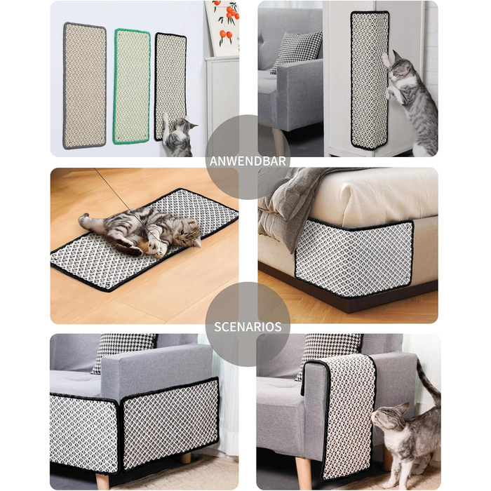 Килимок для кігтів котів JanYoo: захист від подряпин, сизаль, 60x25 см (2 шт.)