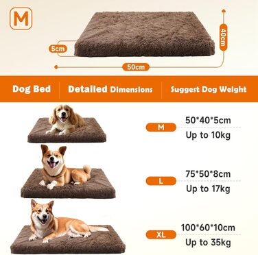 Килимок для собак MDDK, 75x50x8 см, плюшевий, теплий, для лежання, кавовий