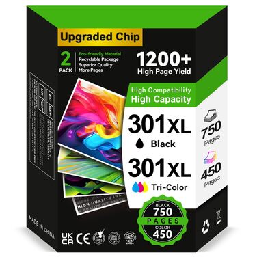 Картриджі 301XL сумісні з HP 301 (чорний та кольоровий), Multipack для Envy 4500 4504 5530 5534, DeskJet 2540 2544 2549, OfficeJet 2620 2622 4630 4632