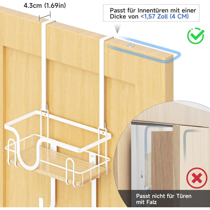 Настінна кріплення для прасувальної дошки з кошиком для зберігання та гачками (білий)
