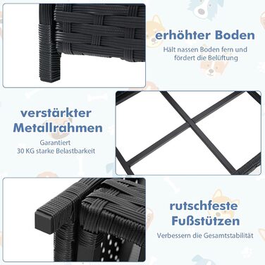 Софа для собак Costway з ротангу PE, лежанка для тварин з знімним подушкою та пральним покриттям, металевий каркас, піднята лежанка для собак маленьких/середніх порід, лежанка для собак для дому та вулиці, 62x46x25 см