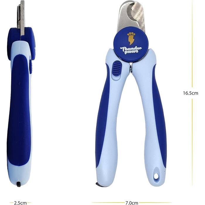 Професійна ножиця для обрізання кігтів собак із захистом, блокуванням безпеки та пилочкою (середній/великий, зелений/синій)