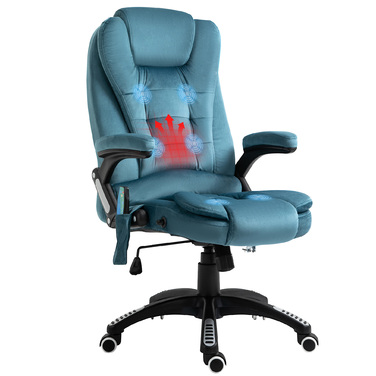 Vinsetto Office Chair with Massage and Heating Function, Adjustable Gaming Chair up to 120kg, 68x72x110-120cm, Blue