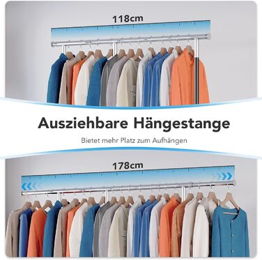 HOKEEPER Heavy-Duty Clothes Rack with Wheels, Up to 150 kg Load Capacity, Durable Clothes Rod with Shelves for Hanging, for Bedroom, Office, Business, Chrome Steel, Black