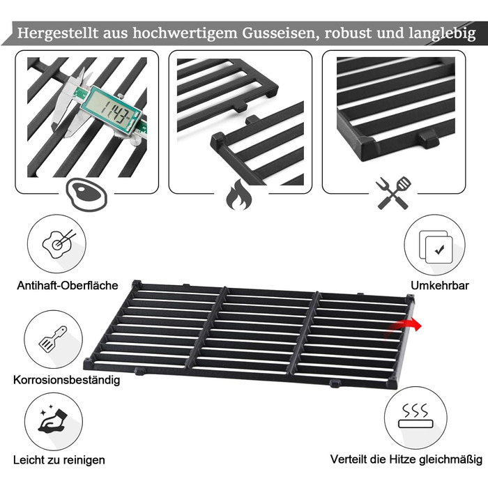 Решітка для гриля Weber Spirit 300 серії (Gusseisen), 44,5 x 30 см. Сумісна з E310, E320, E330, SP310, Genesis Silver B/C