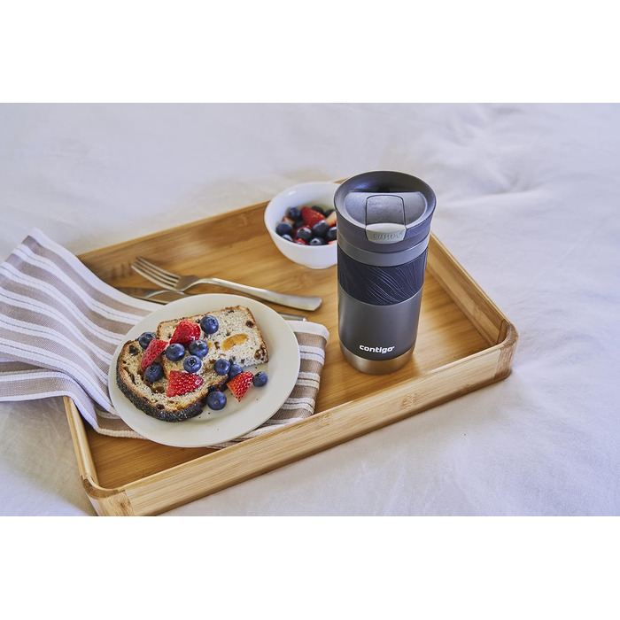 Contigo Byron Snapseal Stainless Steel Travel Mug - Leakproof, Dishwasher Safe Lid, BPA-Free, 590ml - Black